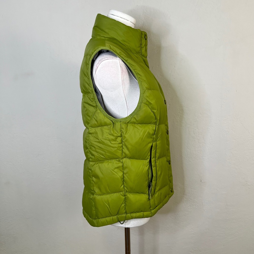 LL Bean Womens Small Lime Green Goose Down Quilted Puffer Vest Snap Front 276563 - Picture 5 of 8